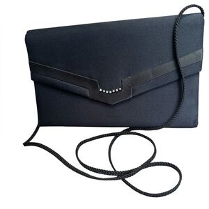 Gorgeous Black Clutch Sidebody Crossbody Rhinestone Detail Formal Evening Bag